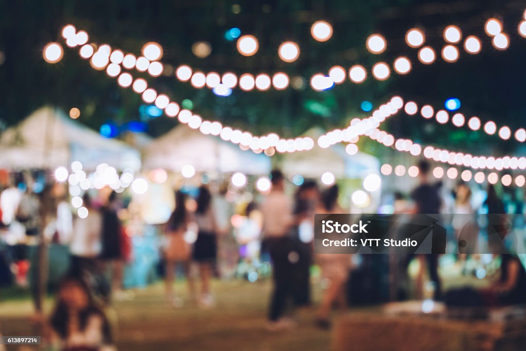 Festival Event Party with Hipster People Blurred Background Party - Social Event Stock Photo