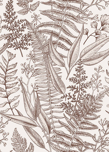 ilustrações de stock, clip art, desenhos animados e ícones de sem costura padrão floral em estilo vintage. - sepia toned floral