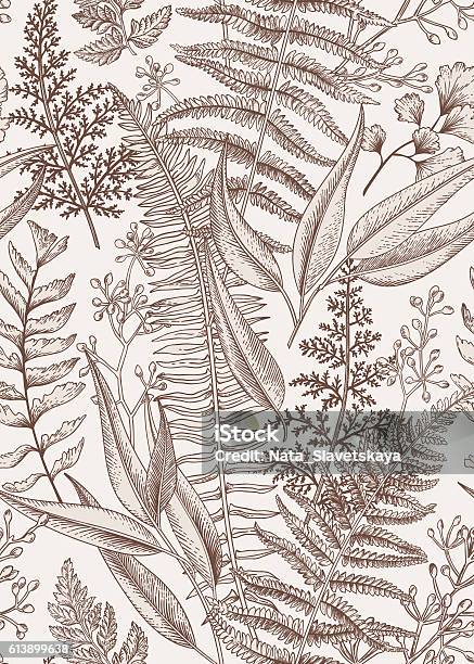 Seamless Floral Pattern In Vintage Style Stock Illustration - Download Image Now - Floral Pattern, Illustration, Sepia Toned