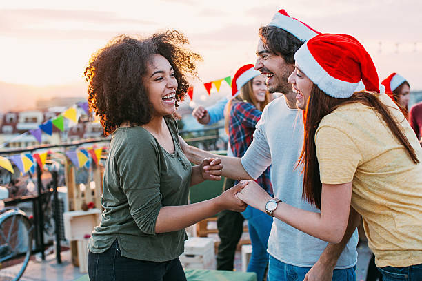 Friends meeting on a Christmas celebration