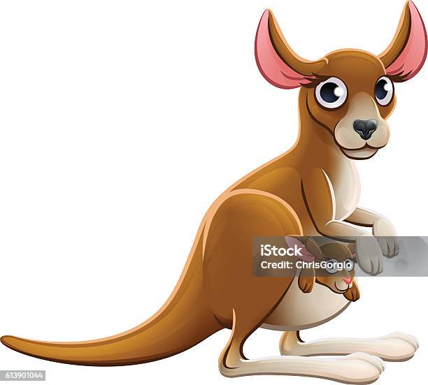 Cartoon Kangaroo Animal Character Stock Illustration - Download Image Now - Kangaroo, Animal Pouch, Animal
