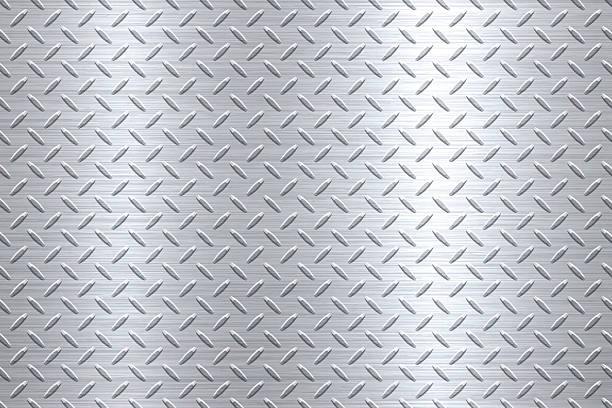 background of metal diamond plate in silver color - metal texture stock illustrations