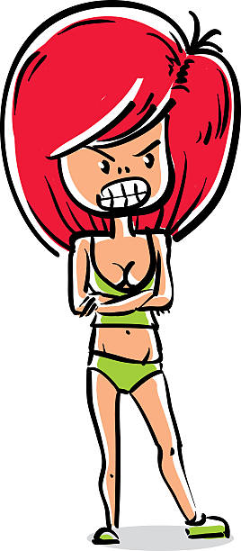 illustrations, cliparts, dessins animés et icônes de expression faciale d’une fille à tête rouge, dessin animé vectoriel féminin sexy - female young women red hair full length