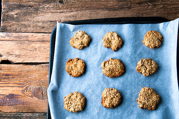 istock Cookies ona backing tray. Top view. Copyspace 613904694
