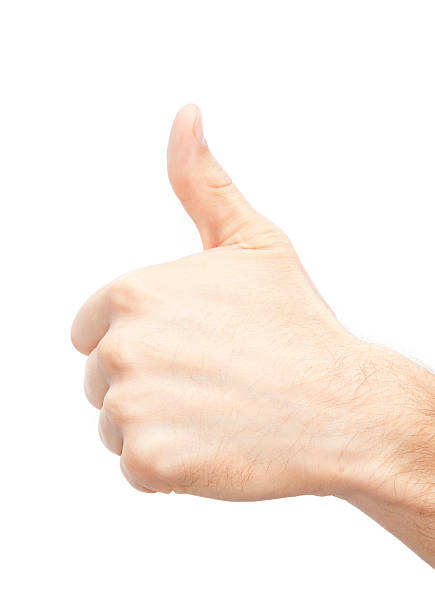 istock male hand showing thumb up sign 613905168