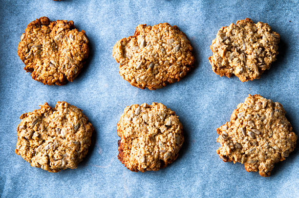 istock Cookies ona backing tray. Top view 613905446