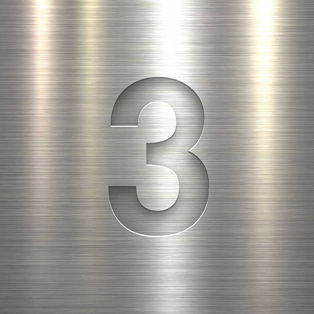 номер 3 дизайн (три). номер на фоне металлической текстуры - number 3 number plate metal stock illustrations