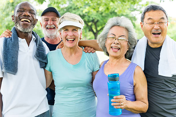 istock Senior Group Friends Exercise Relax Concept 613906108