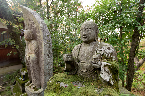 Kyoto, Japan - Nov 11, 2015: Statues at the  Eikan-do Zenrin-ji Temple in Kyoto. 