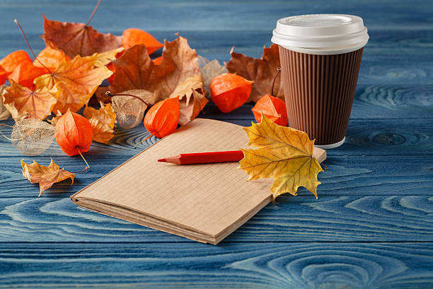 istock Cup of tea with autumn decor on wooden table 614011064