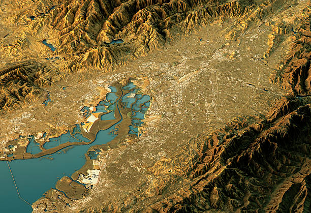 istock Silicon Valley 3D Landscape View West-East Natural Color 614011426