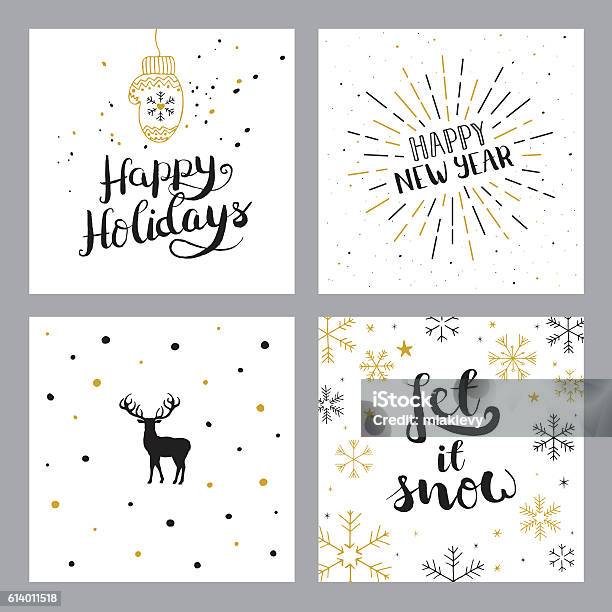 Happy Holidays Set Stock Illustration - Download Image Now - Happy Holidays - Short Phrase, Firework Display, Rough