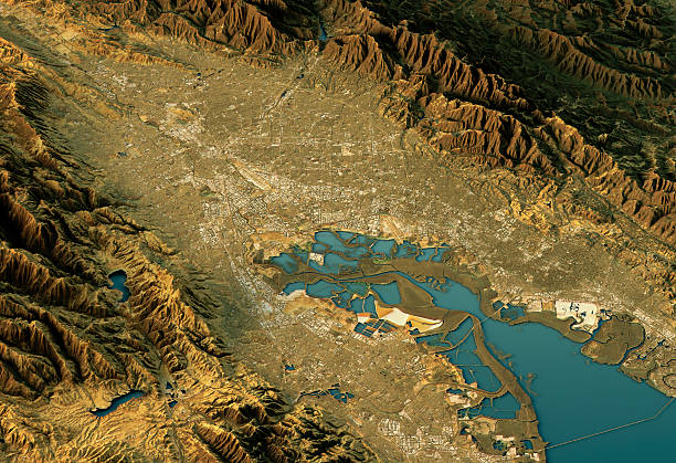 istock Silicon Valley 3D Landscape View North-South Natural Color 614011958