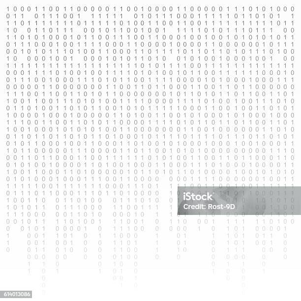 Binary Code Black And White Background With Digits On Screen Stock Photo - Download Image Now