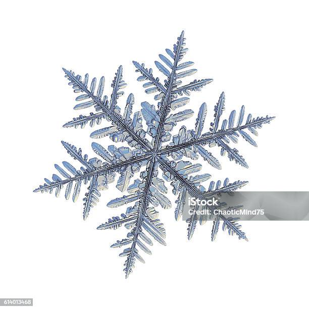 Snowflake Isolated On White Background Stock Photo - Download Image Now - Beauty In Nature, Blue, Bright