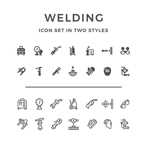 stockillustraties, clipart, cartoons en iconen met set icons of welding - illustraties van lassen