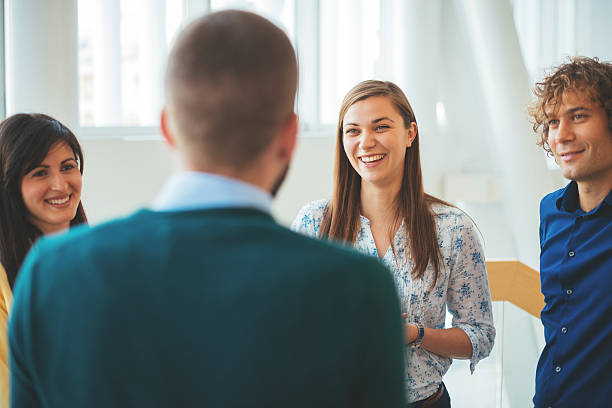 istock Brief discussion prior to a meeting 614013824