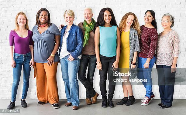 Girls Friendship Togetherness Community Concept Stock Photo - Download Image Now - Women, Group Of People, Multiracial Group