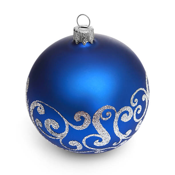 istock Blue christmas ball isolated on white background 614015484
