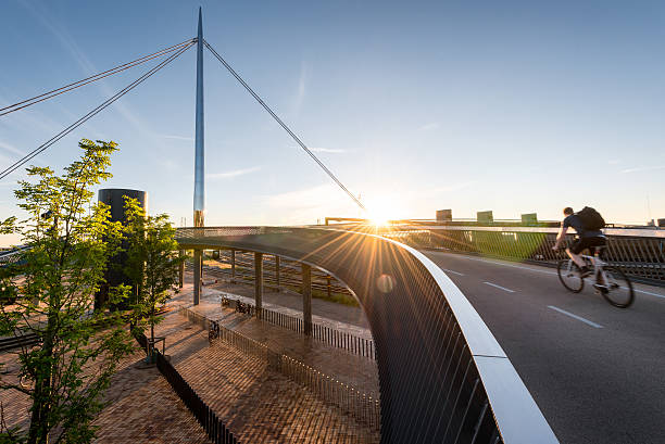 istock Cyclist going over the City Bridge (Byens bro) in Odense, 614016648
