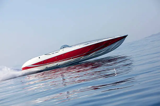 luxury speedboat speeding across the sea