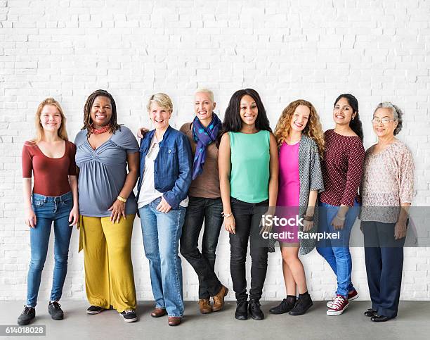 Girls Friendship Togetherness Community Concept Stock Photo - Download Image Now - Women, Group Of People, Multiracial Group