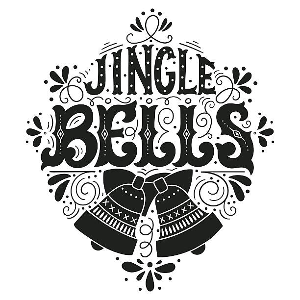 illustrazioni stock, clip art, cartoni animati e icone di tendenza di jingle bells  - blackboard christmas retro revival old fashioned