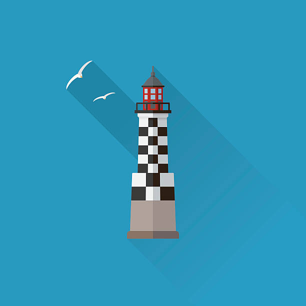 illustrations, cliparts, dessins animés et icônes de perdrix lighthouse flat design icône d’ombre longue - bretagne