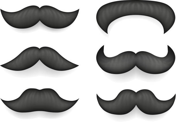 Realistic 3d Design Mustache Icon Set Template Mock up Isolated vector art illustration