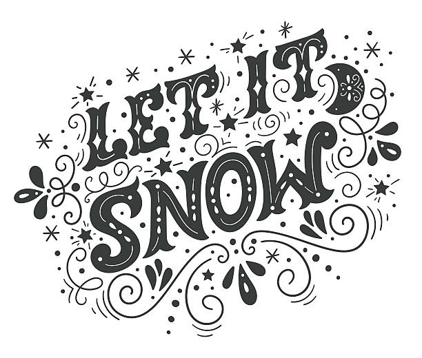Let it snow. Christmas retro poster with hand lettering. Let it snow. Christmas retro poster with hand lettering and winter decoration elements. This illustration can be used as a greeting card, poster or print. let it snow stock illustrations