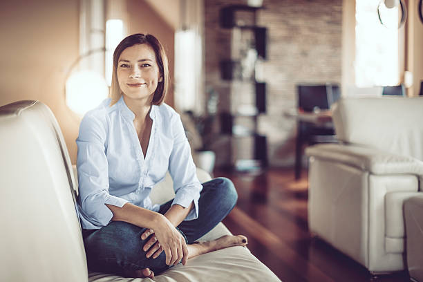 Beautiful young woman at home