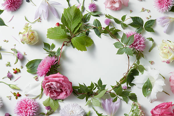 istock Provence frame of pink flowers 614026202