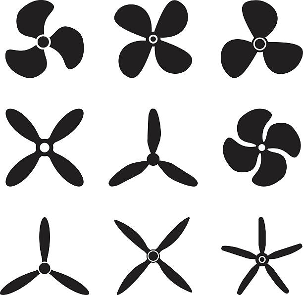 stockillustraties, clipart, cartoons en iconen met fan and propeller icons - propellor