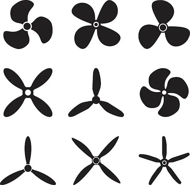 Vector illustration of Fan And Propeller Icons