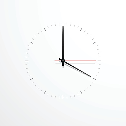 White Clock Design isolated on white background. Ready for your design. Clock Icon. Time is Ticking Concept. Vector EPS10.