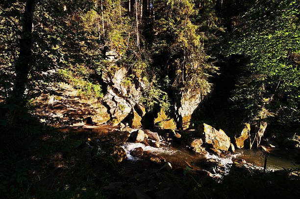 istock Fast mountain river at suset on Carpathian mountains 614027256
