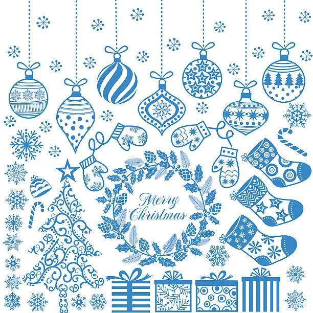 Vector illustration of Christmas elements .