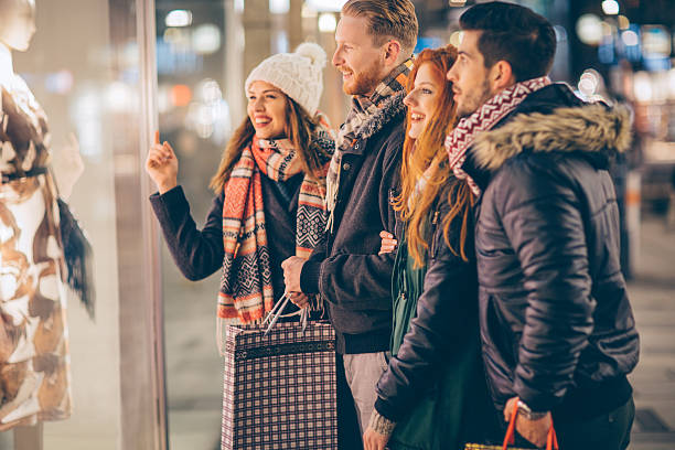 istock Winter shopping with friends 614027710