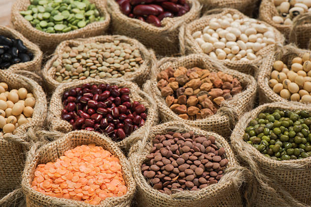 istock Vareous multicolor dried legumes in sack cloth 614028500