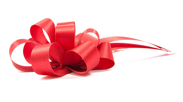 istock Beautiful red bow from satin ribbon 614030360