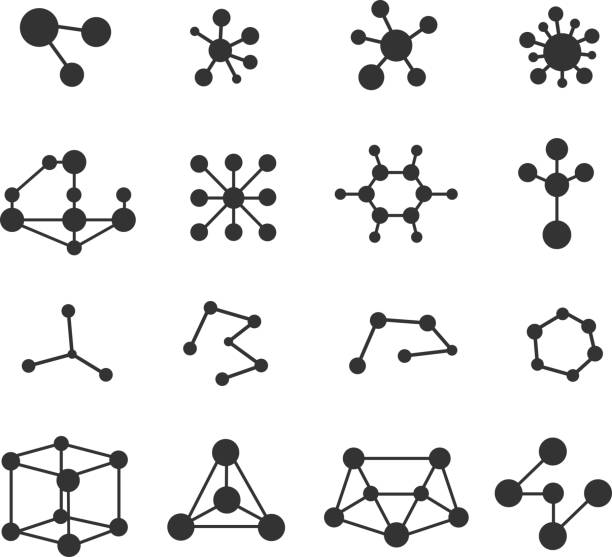 moleküle symbole vektor-set - high scale magnification illustrations stock-grafiken, -clipart, -cartoons und -symbole