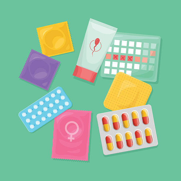 ilustrações de stock, clip art, desenhos animados e ícones de safe sex and birth control. - contraceção