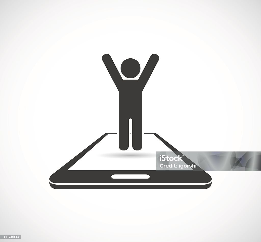 person on smartphone icon person on smartphone - conceptual icon Icon Symbol stock vector