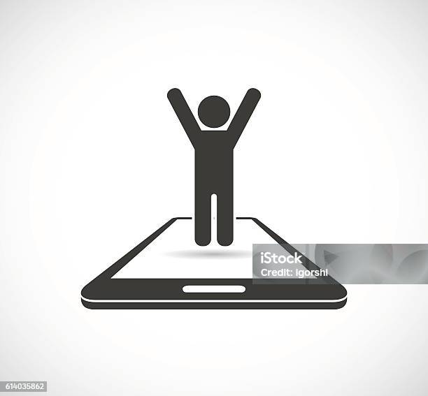 Person On Smartphone Icon Stock Illustration - Download Image Now - Icon Symbol, People, One Person