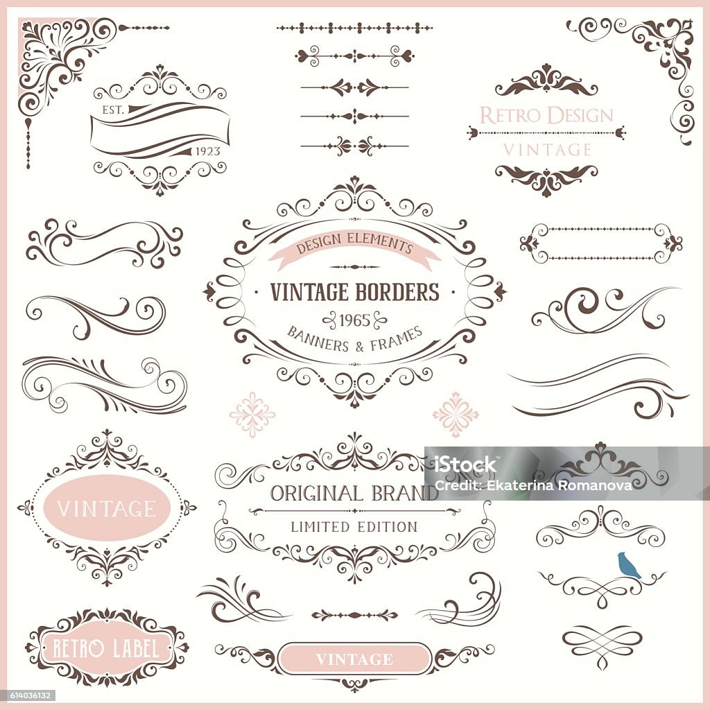 Ornate Design Collection Ornate retro labels, flourishes elements, calligraphy swirls, corner ornaments and frames. Ornate stock vector