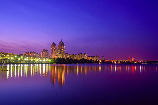 istock Night embankment with illumination 614036358