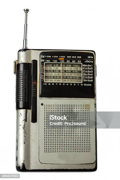 Portable Radio Set Isolated Stock Photo - Download Image Now - Arts Culture and Entertainment, Backgrounds, Broadcasting