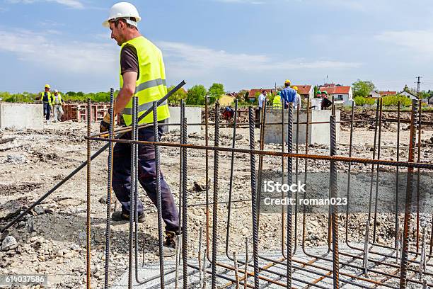 Binding In Construction Construction Workers Binding Rebar For Reinforce Concrete Column Stock ...