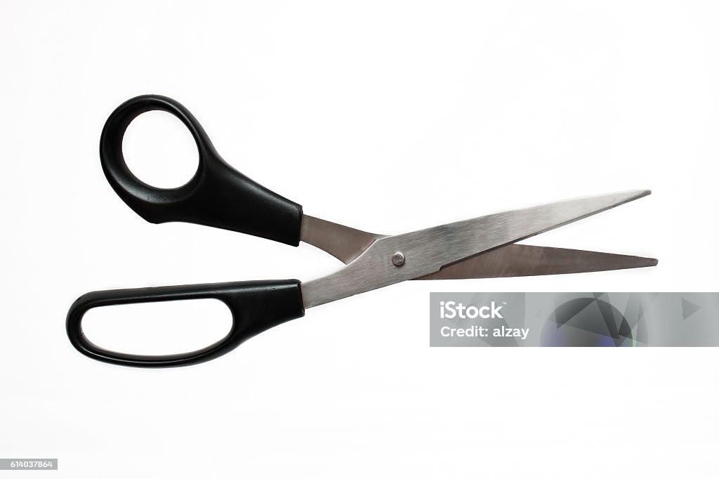 Isolated Black Scissors White Background Stock Photo - Download Image Now -  Scissors, Large, Black Color - iStock
