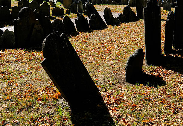Gravestones in Granary Burying Ground in Boston. The resting place of Paul Revere, John Hancock and Benjamin Franklin's parents.